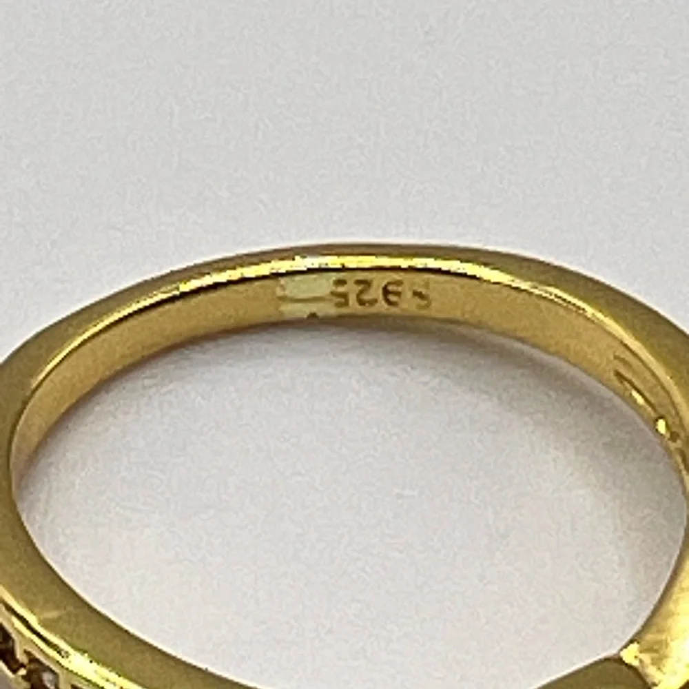 S925 18KT Gold Plated Round Zircon 3 PC SZ 8 Ring‎ Set NEW